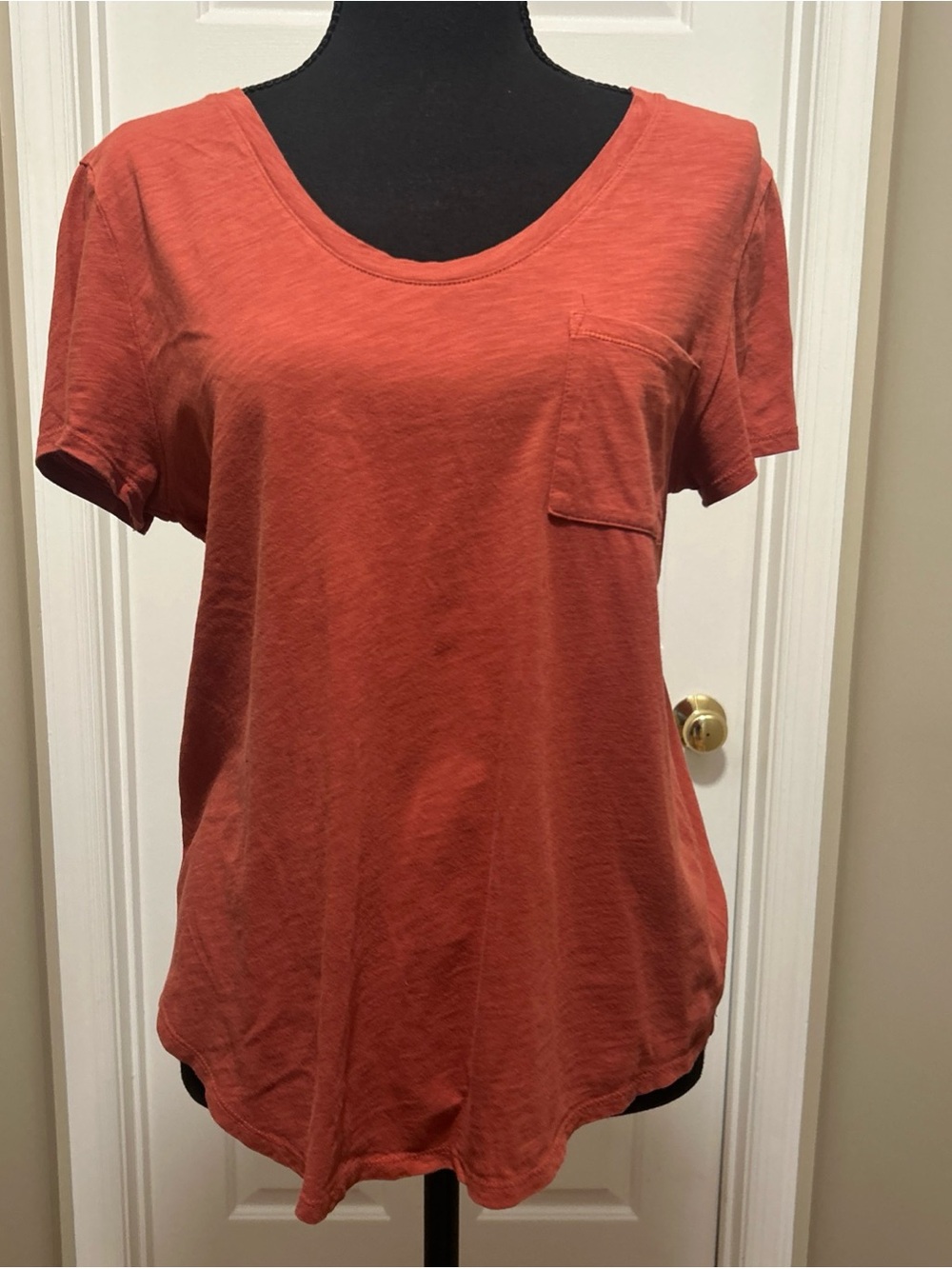 Ann Taylor LOFT Rust Scoop Neck Pocket Tee